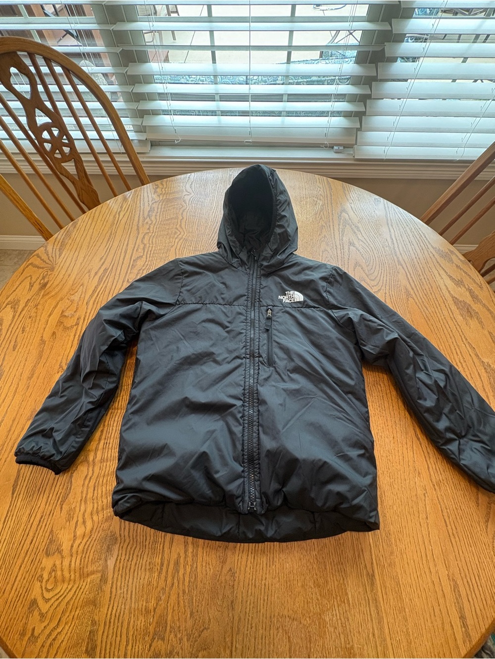 The North Face Puffer Quilted Jacket Girls Boys L XL Hooded Reversible Coat EUC